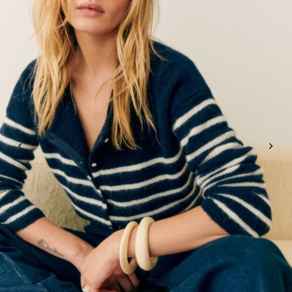 Sezane Gaspard Cardigan (Navy / Ecru) - Medium - Picture 2 of 2